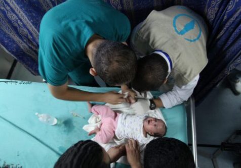 Interpal sponsored doctors take care of a Palestinian infant